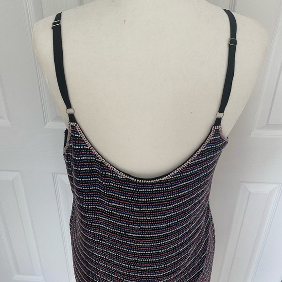 NWT- Karina Grimaldi- Colorful Beaded Mini Slip Dress - Picture 5 of 9